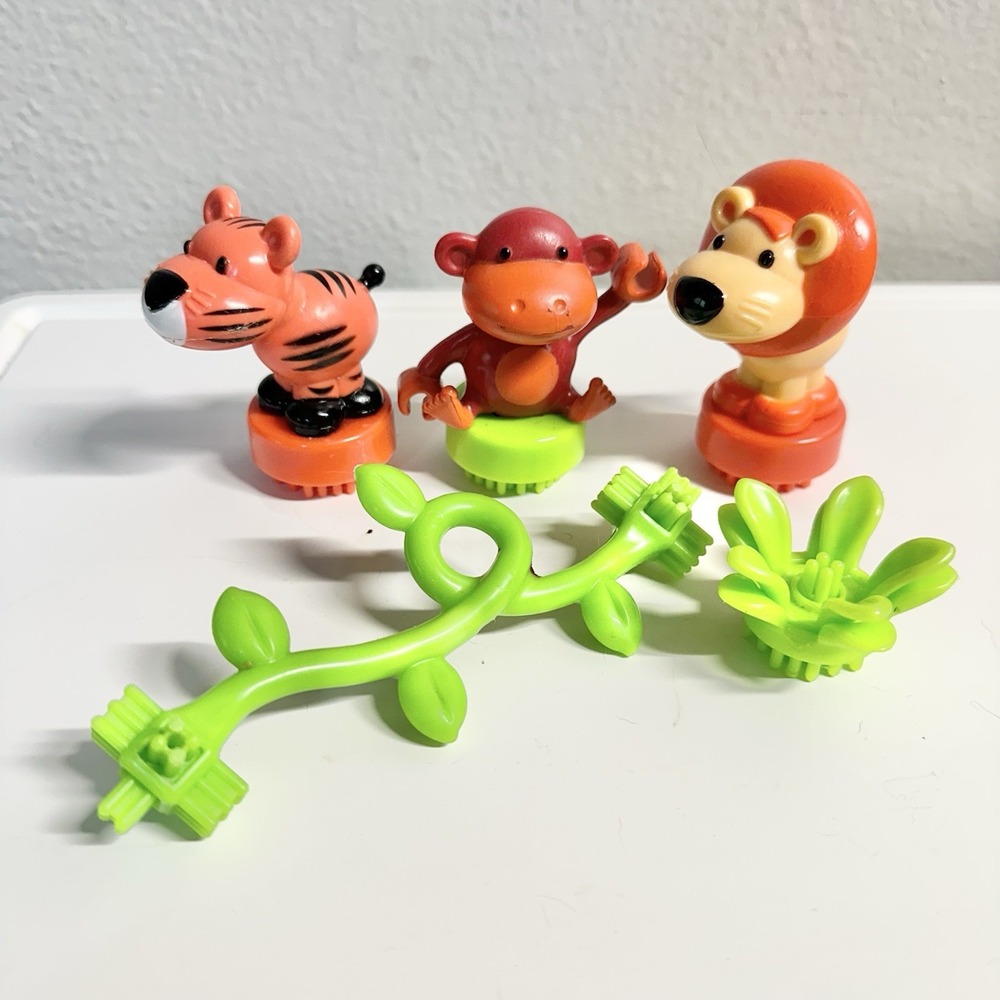 Battat Bristle Blocks Jungle Adventures Animals Lot Tiger Lion Monkey Vine